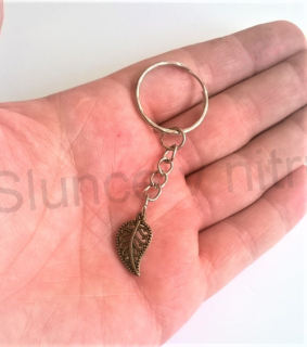 Přívěsek na klíče - lístek  starobronz (D293)