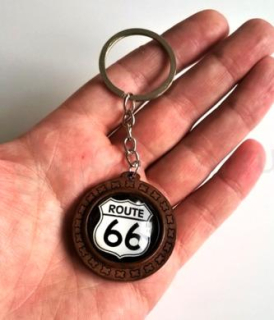 Přívěsek, klíčenka na klíče - Route 66 - dřevěný (D309)