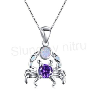 Náhrdelník Krab s opály a zirkonem (X466)