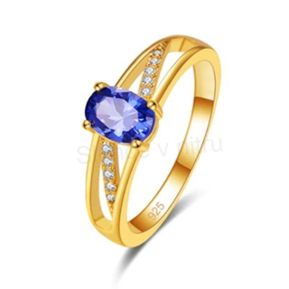 Prsten s tanzanitem pozlacený (BE167)