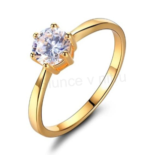 Prsten se zirkonem - pozlaceno velikost 55 (BE168)