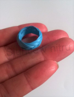 Ručně pletené prsteny z EKO materiálu modrý velikost 52 (BP74)
