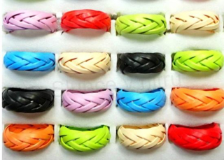 Ručně pletené prsteny z EKO materiálu - umělý Ratan (BP74)