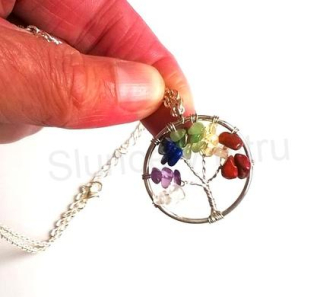 Postříbřený náhrdelník Strom života - Čakrový (X485)