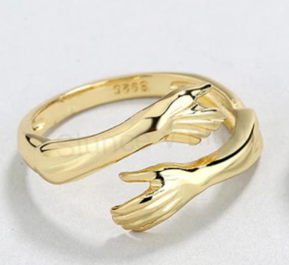 Nastavitelný, otevřený prsten Obětí - pozlacený (BE171)