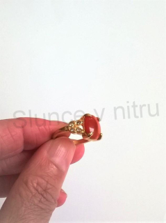 Prsten s polodrahokamenem Kočičí oko a zirkony (BP85)