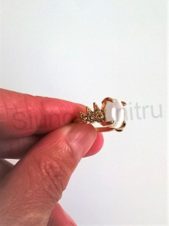 Prsten s polodrahokamenem Kočičí oko a zirkony (BP87)