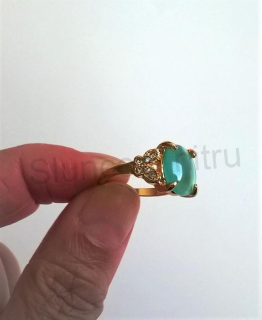 Prsten s polodrahokamenem Kočičí oko a zirkony (BP89)