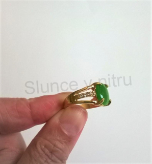 Prsten s polodrahokamenem Kočičí oko a zirkony (BP91)