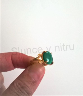 Prsten s polodrahokamenem Kočičí oko a zirkony (BP96)