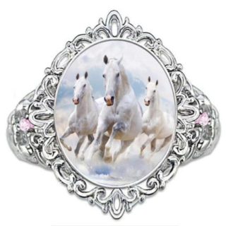Postříbřený prsten s koňmi (BP287)