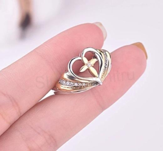 Prsten srdce, kříž a zirkony (BP298)