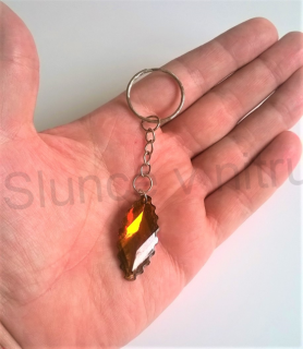 Přívěsek na klíče - třpitivé pokovéné sklíčko - medové (D348)