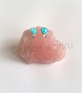 Náušnice klipsy se syntetickým opálem (BB450)