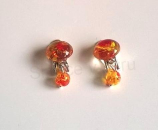 Náušnice klipsy s imitací jantaru 18 x 12 mm (X513)