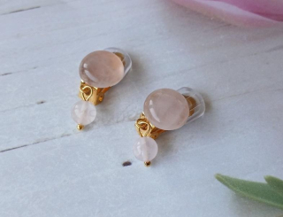 Minerální náušnice klipsy s Růženínem 12 mm (X514)