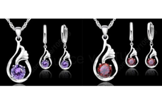 Postříbřená souprava se zirkonem (BE181)