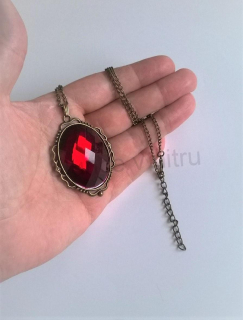 Náhrdelník s přívěškem s přívěškem imitace rubínu (BD331) 