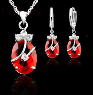 Postříbřená souprava se zirkonem (BE189)