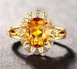 Nastavitelný prsten s Citrínem (BE192)