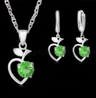 Postříbřená souprava se zirkonem srdce, jablko (BE193)