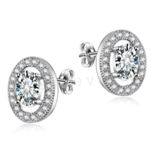 Puzetové postříbřené náušnice se zirkony (BB476)