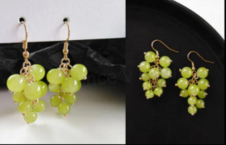 Minerální nefritové náušnice hrozen, víno (BB479)