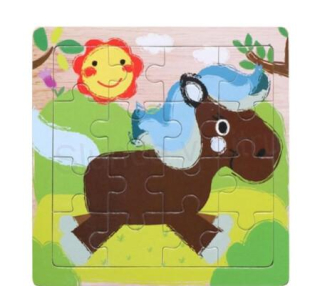 Dřevěné puzzle, skládačka Koník (D28)