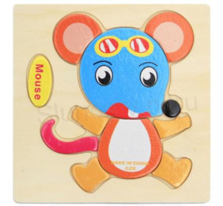 Dřevěné puzzle, skládačka Myška (D30)