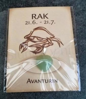 Minerální přívěsek Aventurín - znamení RAK (X519)