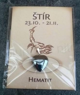 Minerální přívěsek hematit - znamení ŠTÍR (X522)