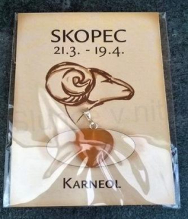 Minerální přívěsek Karneol - znamení SKOPEC (X525)