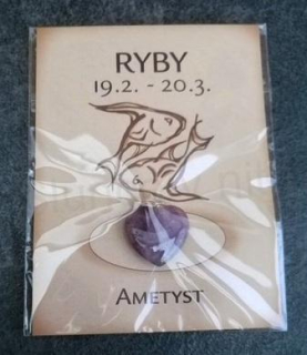 Minerální přívěsek Ametyst - znamení RYBY (X527)