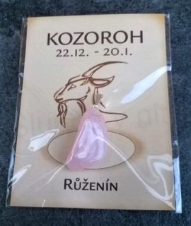 Minerální přívěsek Růženín znamení - KOZOROH (X532)