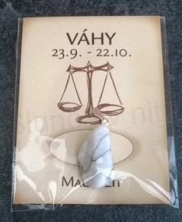 Minerální přívěšek Magnezit znamení - VÁHY (X536)