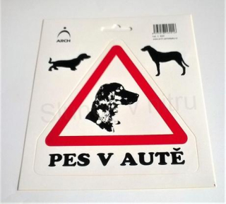 Samolepka na auto Pes v autě 17,5 x 15 cm (E323)