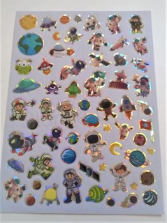 Samolepky, Obtisky na Papír metalické postavičky (E342)