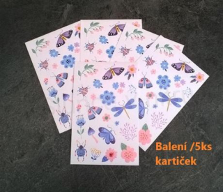 Samolepky, Obtisky na Papír motýl po 5 balení (E345)