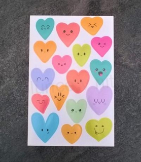 Samolepky, Obtisky na Papír srdce (E360)