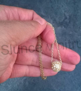 Řetízkový náhrdelník přívěšek s mosaznou křišťálovou kuličkou (BD427)