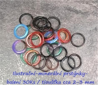 Minerální prsteny - mix balení 30 ks - tlouštka 2 - 3 mm (X558)