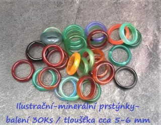 Minerální prsteny - mix balení 30 ks - tlouštka 5 - 6 mm (X559)