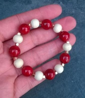 Minerální náramek se dřevem a tyrkenitem (X563)