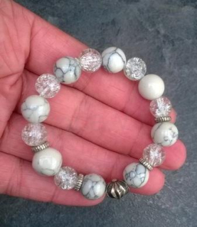 Minerální náramek s Křišťálem a tyrkenitem (X565)