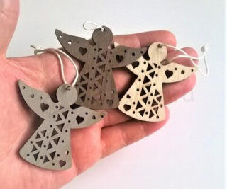 Dřevěné vánoční ozdoby andílci (H179)