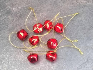 Vánoční kovové rolničky červené 2 cm (H185)