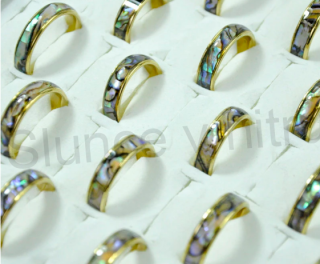 Prsten z chirurgické oceli mušle Paua (BP331)