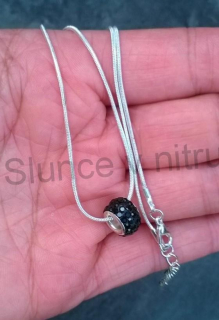 Postříbřený hadí řetízek swarovski elements černý (BD408)