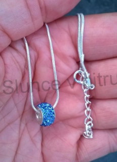 Postříbřený hadí řetízek swarovski elements modrý (BD408)