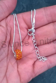Postříbřený hadí řetízek swarovski elements oranžový (BD408)